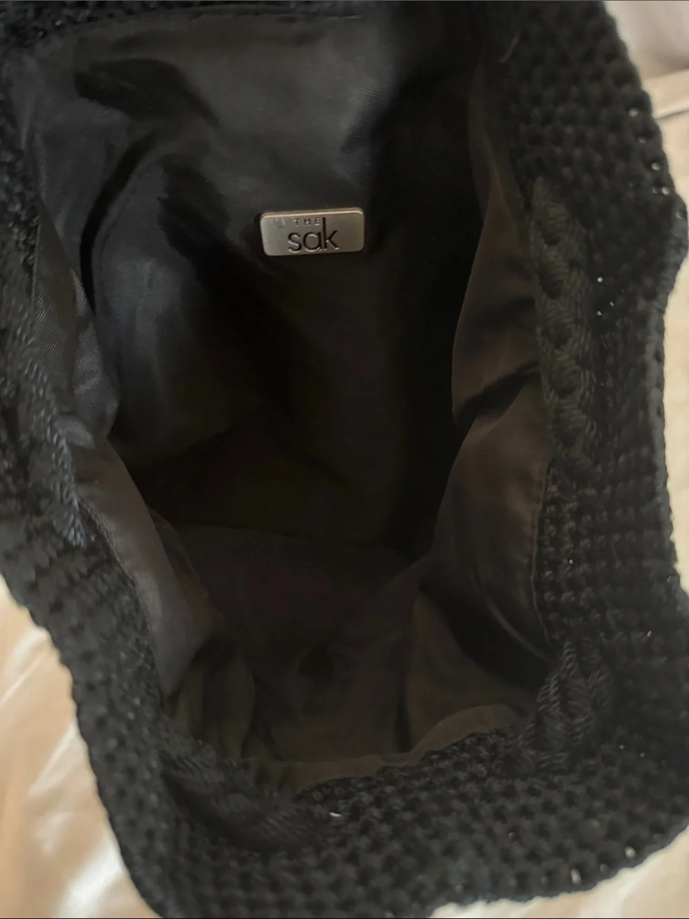 The Sak Black Crochet Zip Shoulder Bag
